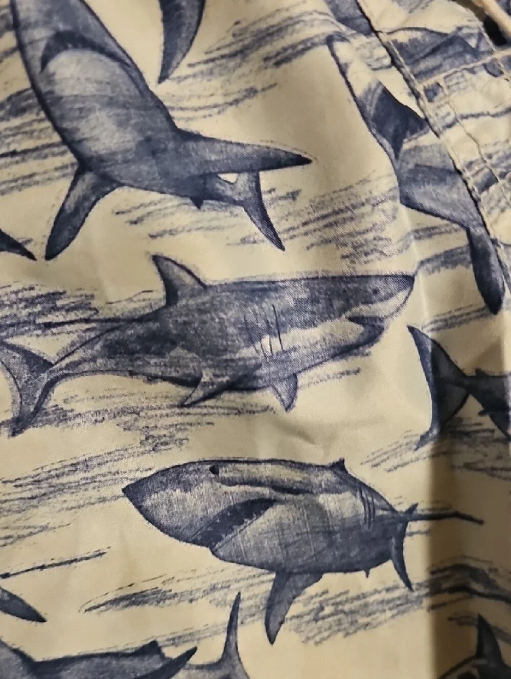 Old Navy White & Blue Shark Swim Trunks